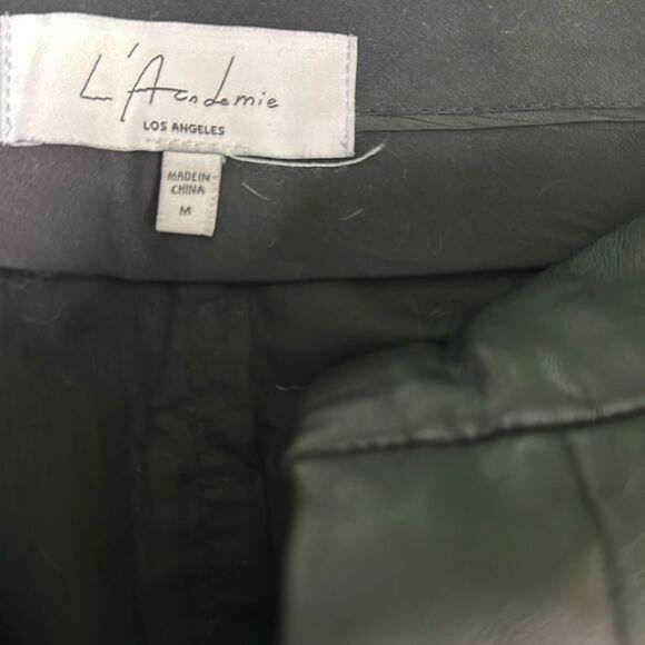L'Academie Black Leather Dress Pants with Sleek Finish - Size Medium - NWOT - Picture 4 of 7